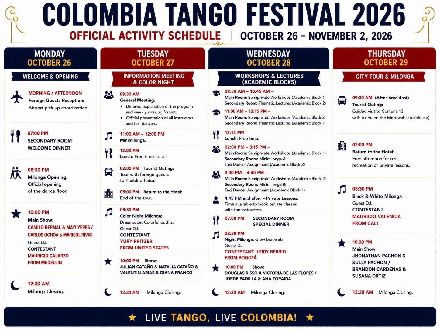 Horarios del Evento Parte 1